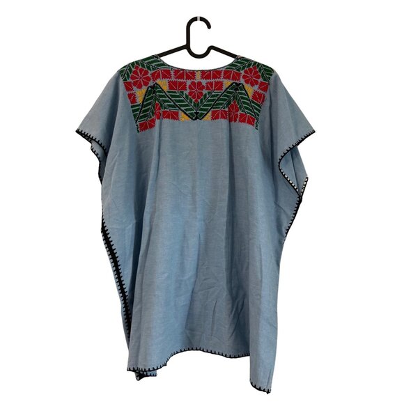 Mi Golondrina Blue Multicolor Embroidered Tunic Blouse Top Womens Size 2X - Picture 4 of 4